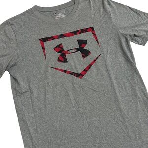 Under Armour Gray T-Shirt with Red Baseball Diamond Logo
